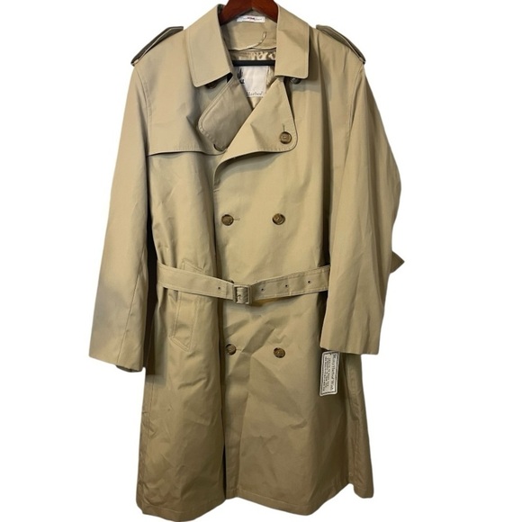 1980's Vintage Misty Harbor Trench Coat Women's XL, Men's Large 42R Khaki Tan - Picture 10 of 16